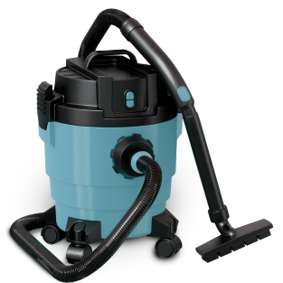 A blue vacuum cleaner.